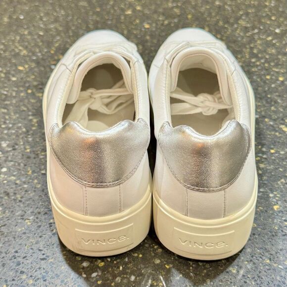 Vince Platform Leather Lace-Up Sneakers. White. 7.5 - Picture 4 of 9